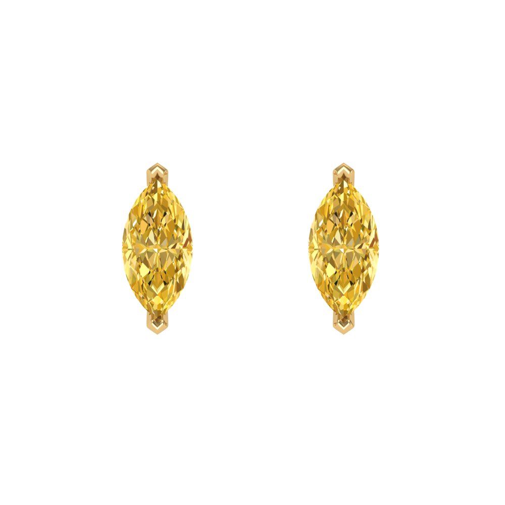1cttw Marquise Cut Simulated Yellow Diamond Gold-Plated 925 Silver Push Back Stud Earrings