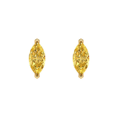 1cttw Marquise Cut Simulated Yellow Diamond Gold-Plated 925 Silver Push Back Stud Earrings