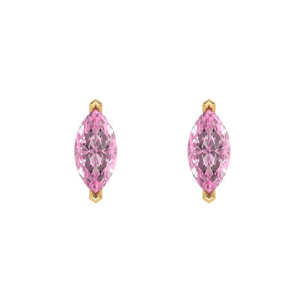 1cttw Marquise Cut Simulated Pink Diamond Gold-Plated 925 Silver Push Back Stud Earrings