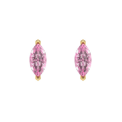 1cttw Marquise Cut Simulated Pink Diamond Gold-Plated 925 Silver Push Back Stud Earrings