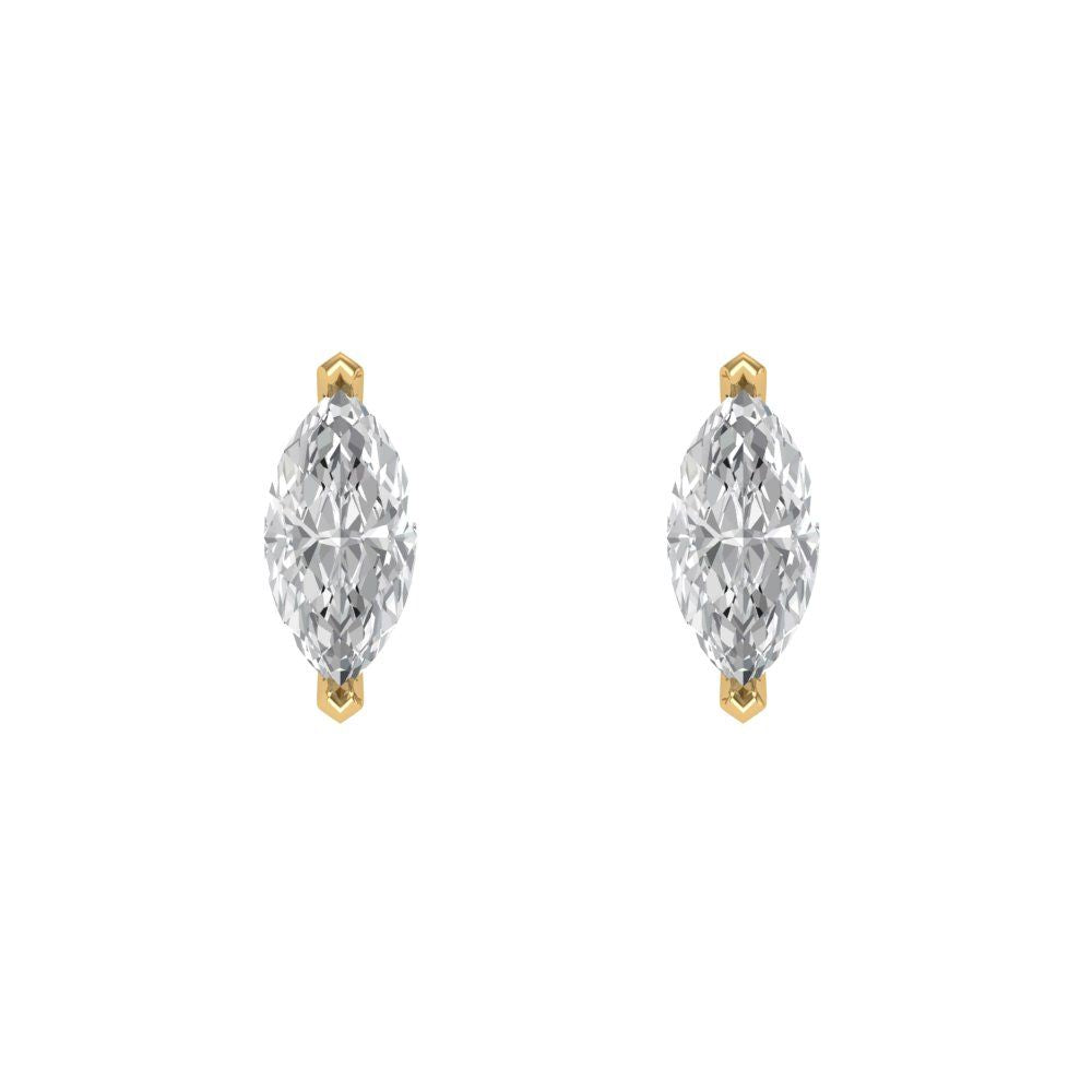 1cttw Marquise Cut Moissanite Gold-Plated 925 Silver Push Back Stud Earrings