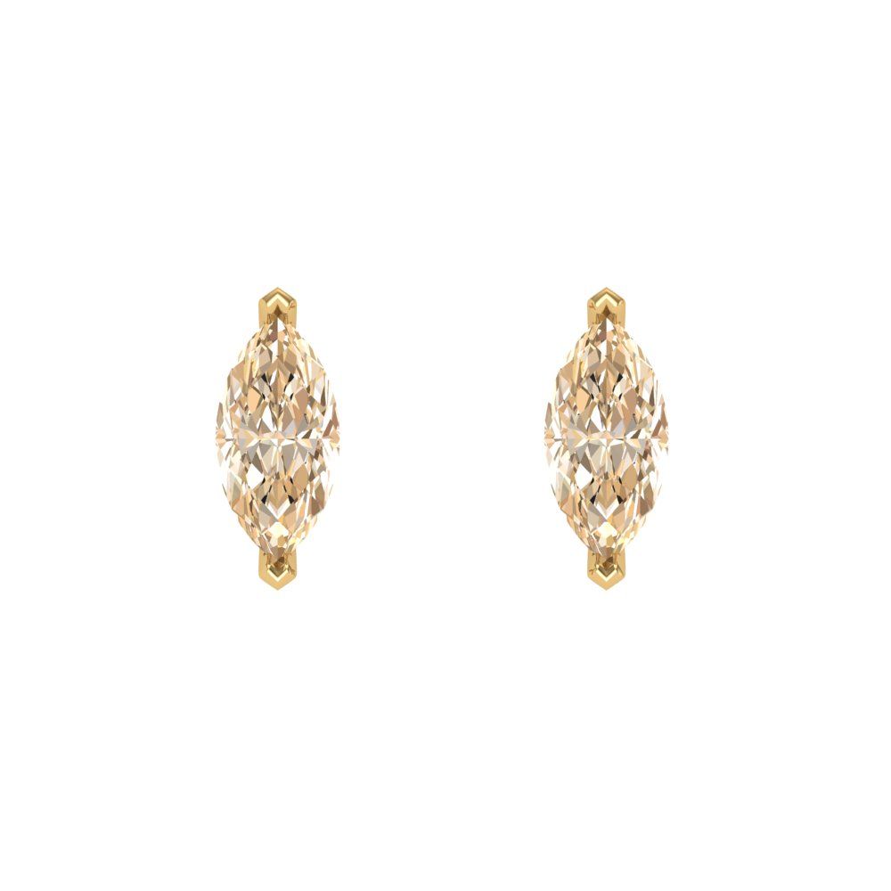 1cttw Marquise Cut Natural Morganite Gold-Plated 925 Silver Push Back Stud Earrings