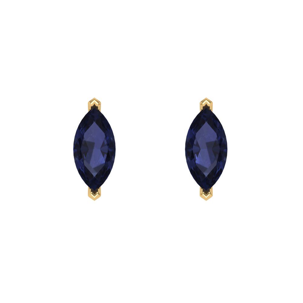 1cttw Marquise Cut Simulated Blue Sapphire Gold-Plated 925 Silver Push Back Stud Earrings