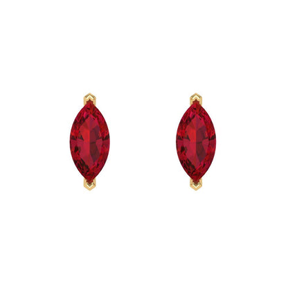 1cttw Marquise Cut Simulated Pink Tourmaline Gold-Plated 925 Silver Push Back Stud Earrings