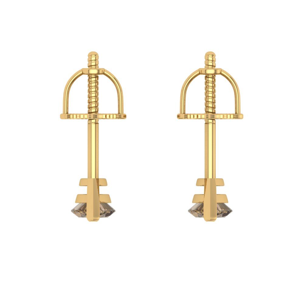 1cttw Marquise Cut Simulated Champagne Diamond Gold-Plated 925 Silver Push Back Stud Earrings