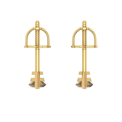 1cttw Marquise Cut Simulated Champagne Diamond Gold-Plated 925 Silver Push Back Stud Earrings
