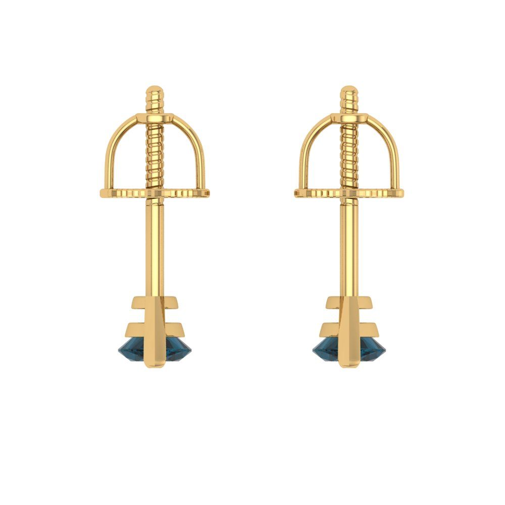 1cttw Marquise Cut Natural London Blue Topaz Gold-Plated 925 Silver Push Back Stud Earrings