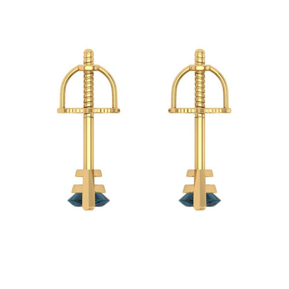 1cttw Marquise Cut Natural London Blue Topaz Gold-Plated 925 Silver Push Back Stud Earrings