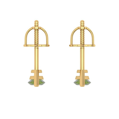 1cttw Marquise Cut Natural Peridot Gold-Plated 925 Silver Push Back Stud Earrings