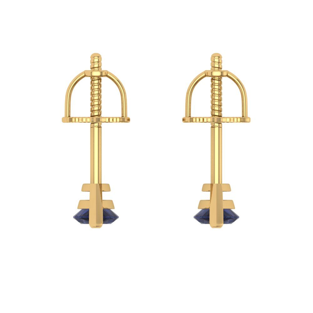 1cttw Marquise Cut Simulated Blue Sapphire Gold-Plated 925 Silver Push Back Stud Earrings