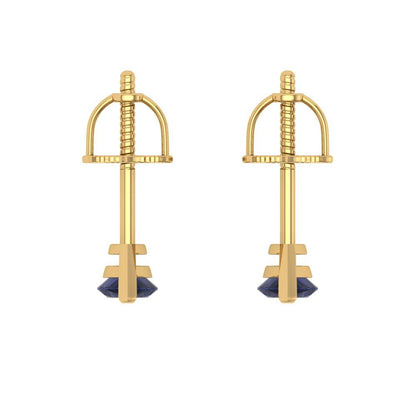 1cttw Marquise Cut Simulated Blue Sapphire Gold-Plated 925 Silver Push Back Stud Earrings