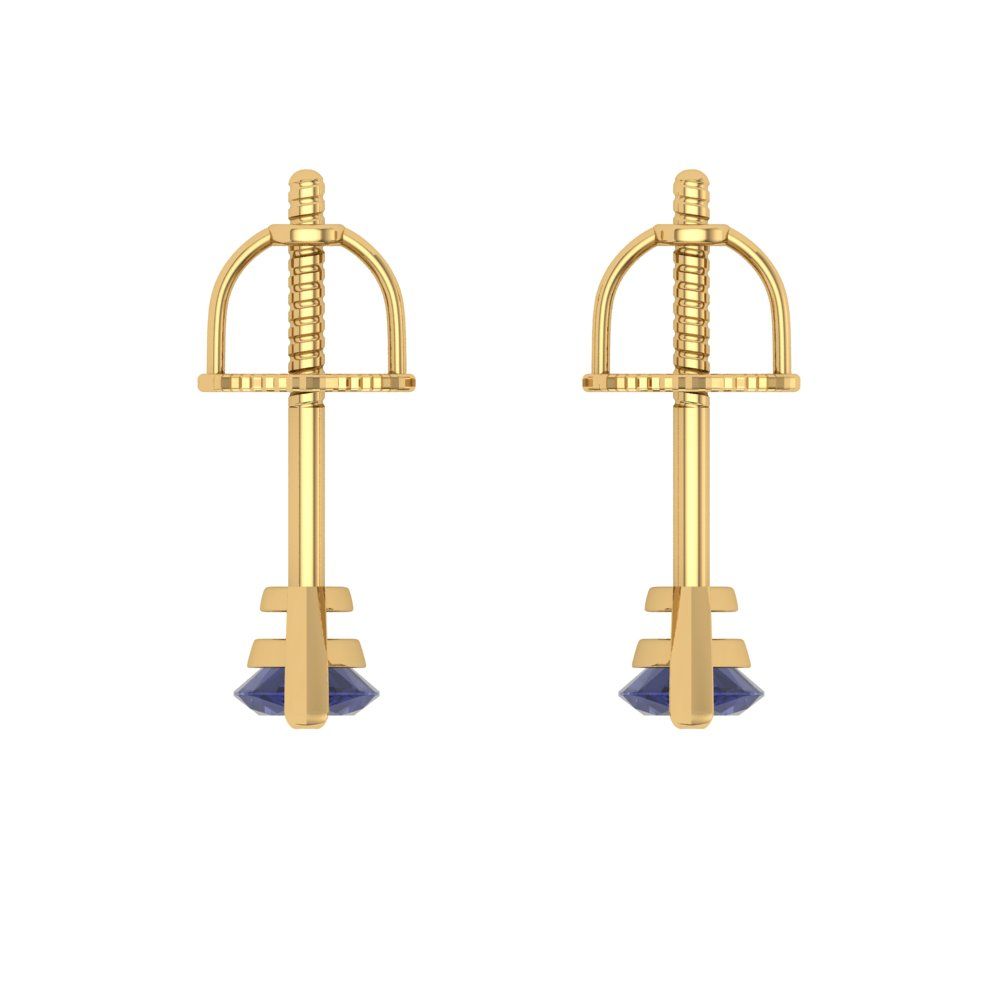 1cttw Marquise Cut Simulated Tanzanite Gold-Plated 925 Silver Push Back Stud Earrings