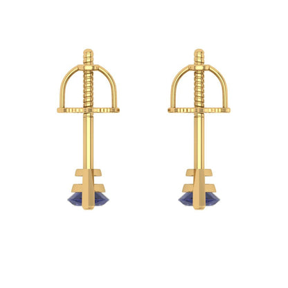 1cttw Marquise Cut Simulated Tanzanite Gold-Plated 925 Silver Push Back Stud Earrings