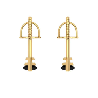 1cttw Marquise Cut Natural Onyx Gold-Plated 925 Silver Push Back Stud Earrings