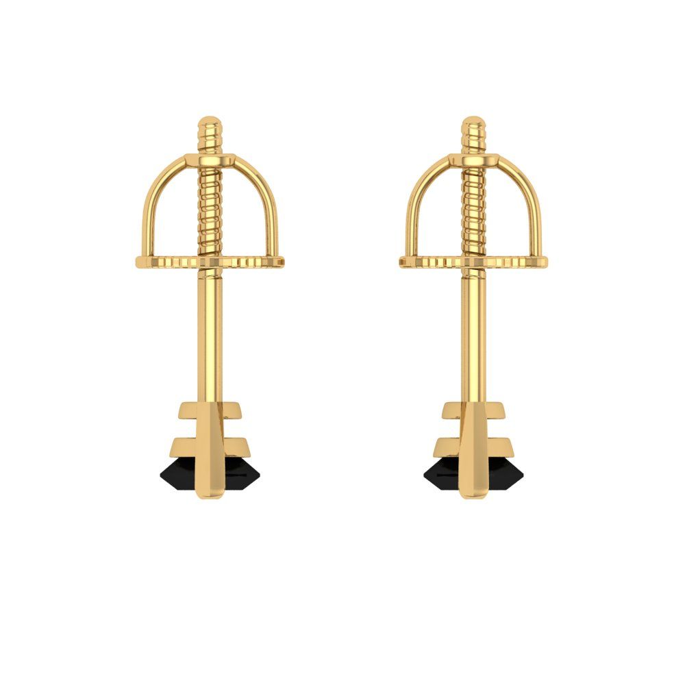 1cttw Marquise Cut Natural Onyx Gold-Plated 925 Silver Push Back Stud Earrings