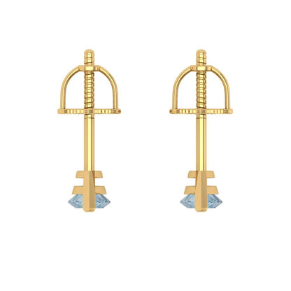 1cttw Marquise Cut Natural Swiss Blue Topaz Gold-Plated 925 Silver Push Back Stud Earrings