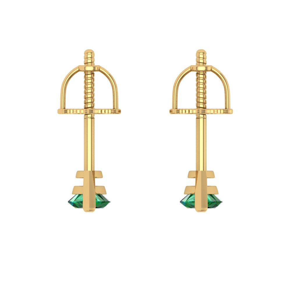 1cttw Marquise Cut Simulated Emerald Gold-Plated 925 Silver Push Back Stud Earrings