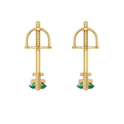 1cttw Marquise Cut Simulated Emerald Gold-Plated 925 Silver Push Back Stud Earrings
