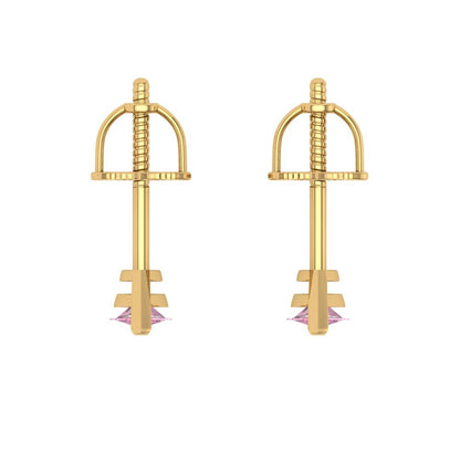 1cttw Marquise Cut Simulated Pink Diamond Gold-Plated 925 Silver Push Back Stud Earrings