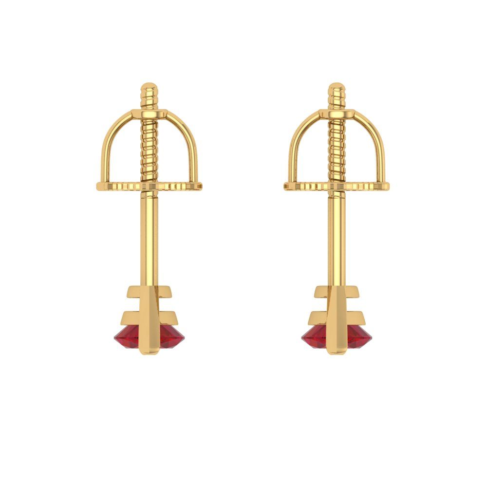 1cttw Marquise Cut Simulated Ruby Gold-Plated 925 Silver Push Back Stud Earrings