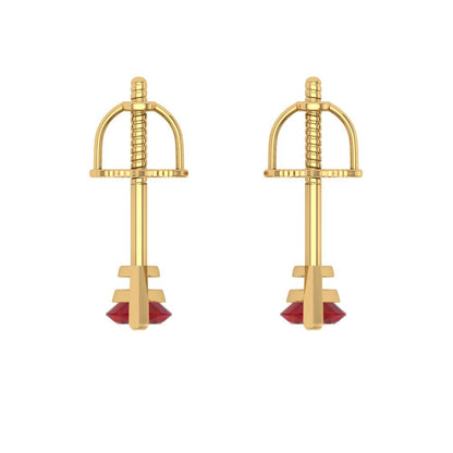 1cttw Marquise Cut Simulated Ruby Gold-Plated 925 Silver Push Back Stud Earrings