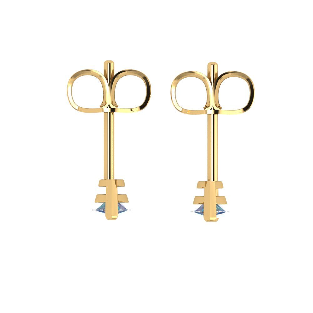 1cttw Marquise Cut Blue Moissanite Gold-Plated 925 Silver Push Back Stud Earrings