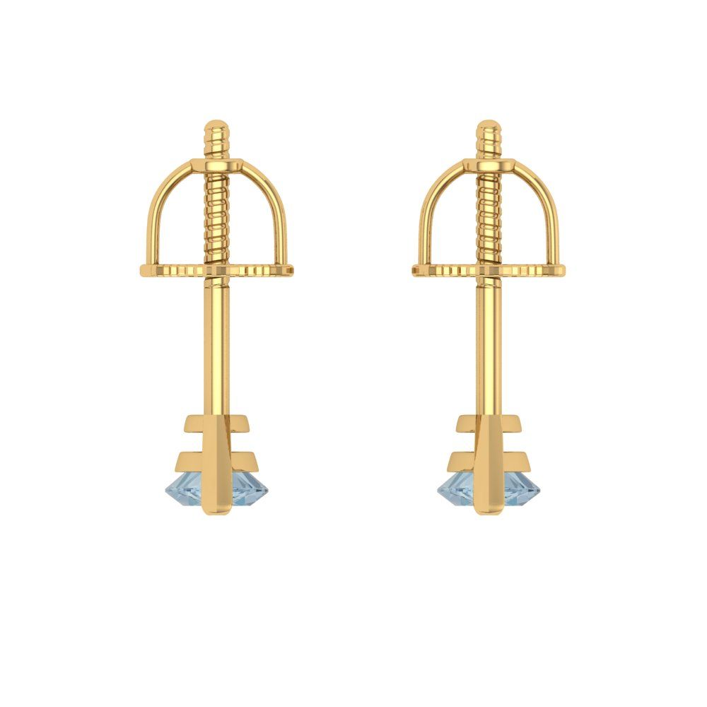 1cttw Marquise Cut Natural Aquamarine Gold-Plated 925 Silver Push Back Stud Earrings