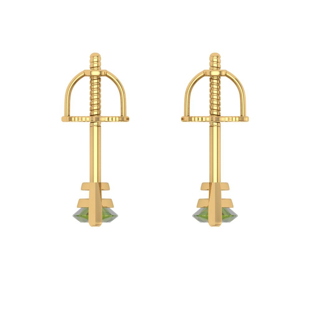 1cttw Marquise Cut Natural Peridot Gold-Plated 925 Silver Push Back Stud Earrings