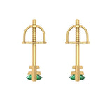 1.0 ct Brilliant Marquise Cut Solitaire Studs Simulated Emerald Stone Yellow Gold Earrings Push back