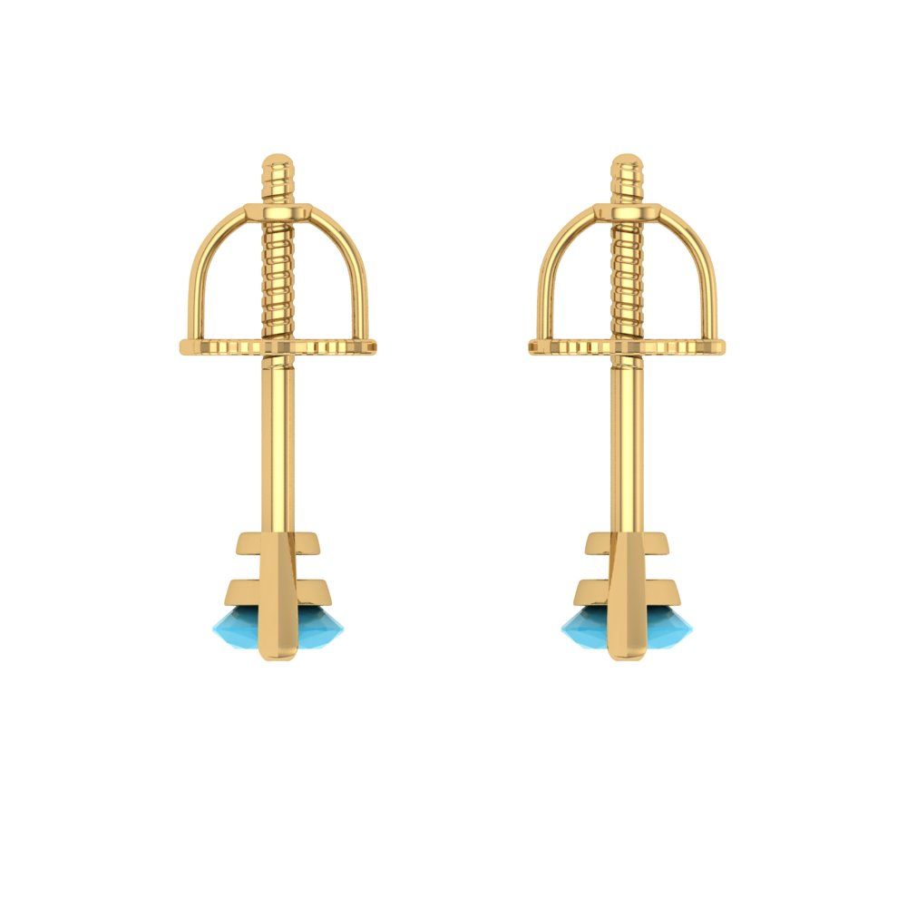 1cttw Marquise Cut Simulated Turquoise Gold-Plated 925 Silver Push Back Stud Earrings