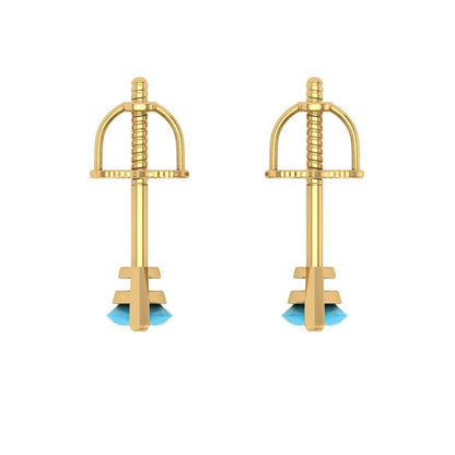 1cttw Marquise Cut Simulated Turquoise Gold-Plated 925 Silver Push Back Stud Earrings