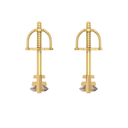 1cttw Marquise Cut Yellow Moissanite Gold-Plated 925 Silver Push Back Stud Earrings