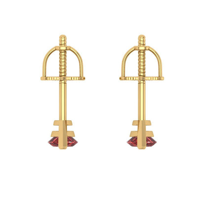 1cttw Marquise Cut Natural Garnet Gold-Plated 925 Silver Push Back Stud Earrings