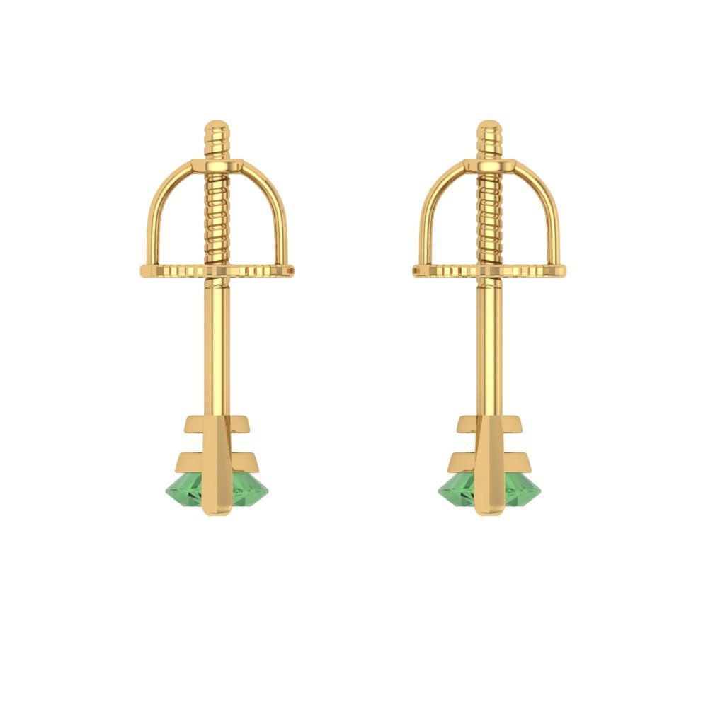 1cttw Marquise Cut Simulated Green Diamond Gold-Plated 925 Silver Push Back Stud Earrings