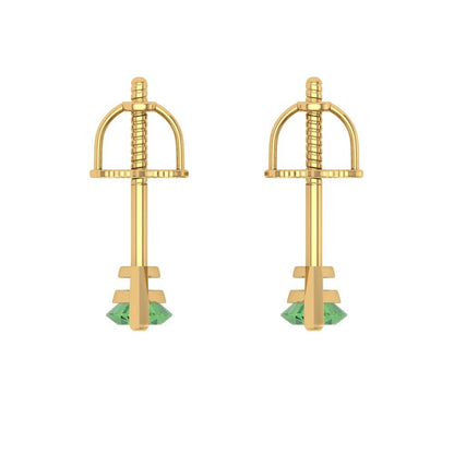 1cttw Marquise Cut Simulated Green Diamond Gold-Plated 925 Silver Push Back Stud Earrings