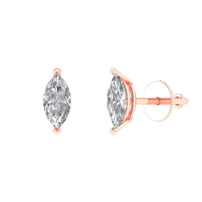 1cttw Marquise Cut Moissanite Gold-Plated 925 Silver Push Back Stud Earrings