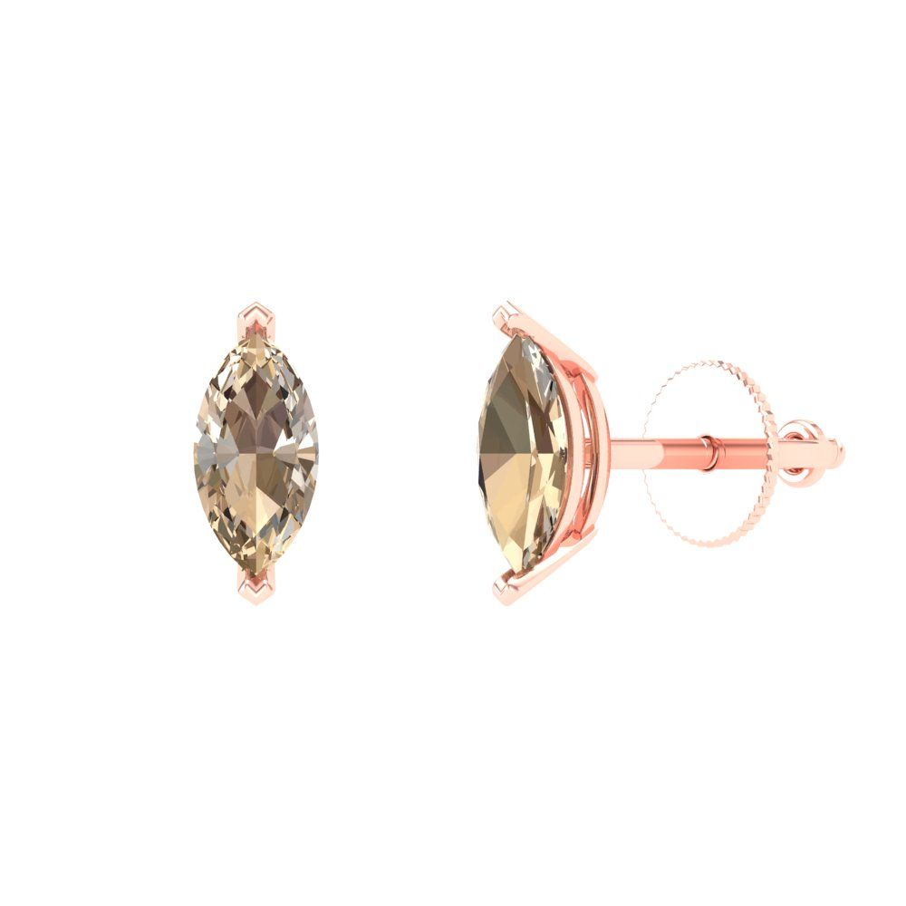 1cttw Marquise Cut Yellow Moissanite Gold-Plated 925 Silver Push Back Stud Earrings