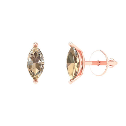 1cttw Marquise Cut Yellow Moissanite Gold-Plated 925 Silver Push Back Stud Earrings