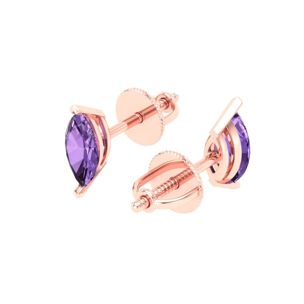 1cttw Marquise Cut Simulated Alexandrite Gold-Plated 925 Silver Push Back Stud Earrings