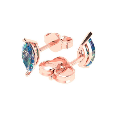 1cttw Marquise Cut Blue Moissanite Gold-Plated 925 Silver Push Back Stud Earrings