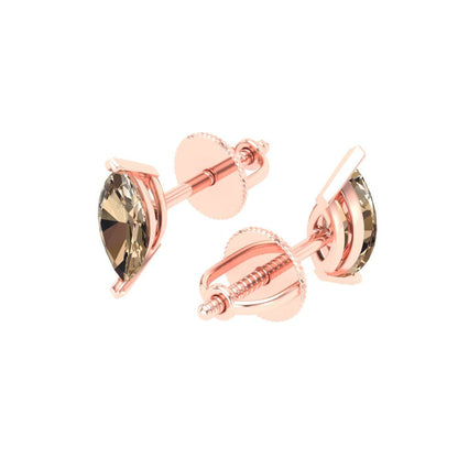 1cttw Marquise Cut Yellow Moissanite Gold-Plated 925 Silver Push Back Stud Earrings