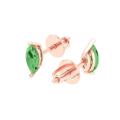 1cttw Marquise Cut Simulated Green Diamond Gold-Plated 925 Silver Push Back Stud Earrings