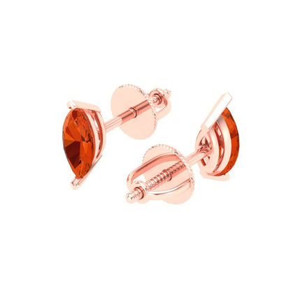 1cttw Marquise Cut Simulated Red Diamond Gold-Plated 925 Silver Push Back Stud Earrings