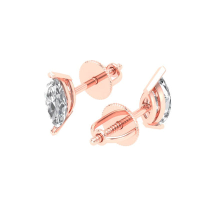 1cttw Marquise Cut Simulated Diamond Gold-Plated 925 Silver Push Back Stud Earrings