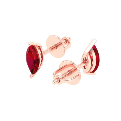 1cttw Marquise Cut Simulated Ruby Gold-Plated 925 Silver Push Back Stud Earrings