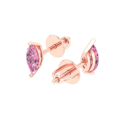 1cttw Marquise Cut Simulated Pink Diamond Gold-Plated 925 Silver Push Back Stud Earrings
