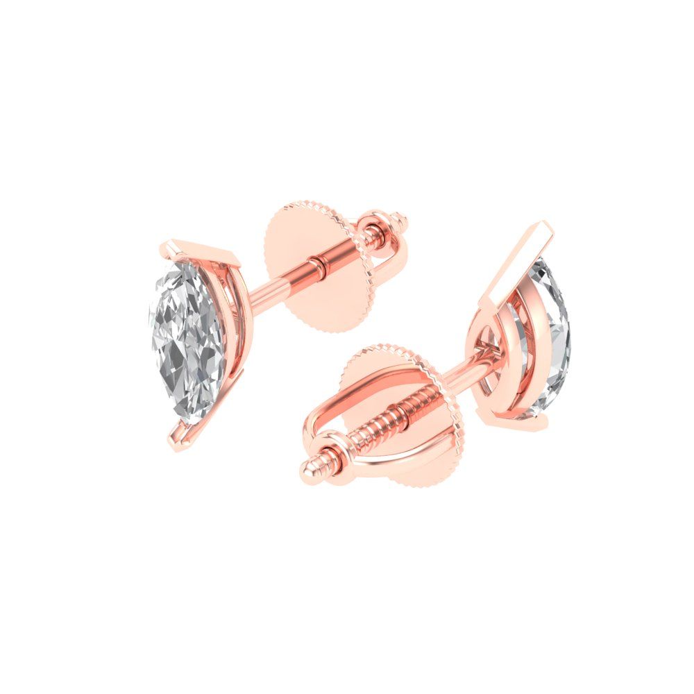 1cttw Marquise Cut White Sapphire Gold-Plated 925 Silver Push Back Stud Earrings