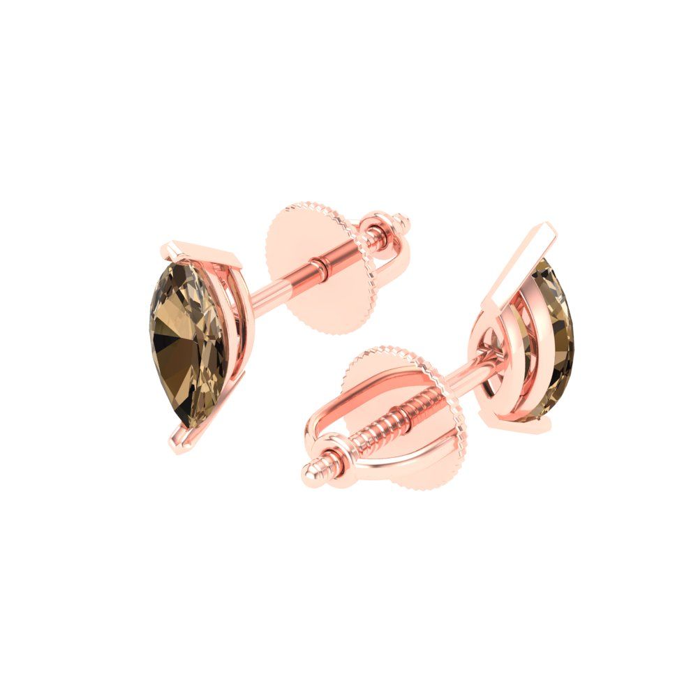 1cttw Marquise Cut Simulated Champagne Diamond Gold-Plated 925 Silver Push Back Stud Earrings