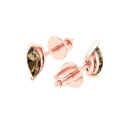 1cttw Marquise Cut Simulated Champagne Diamond Gold-Plated 925 Silver Push Back Stud Earrings