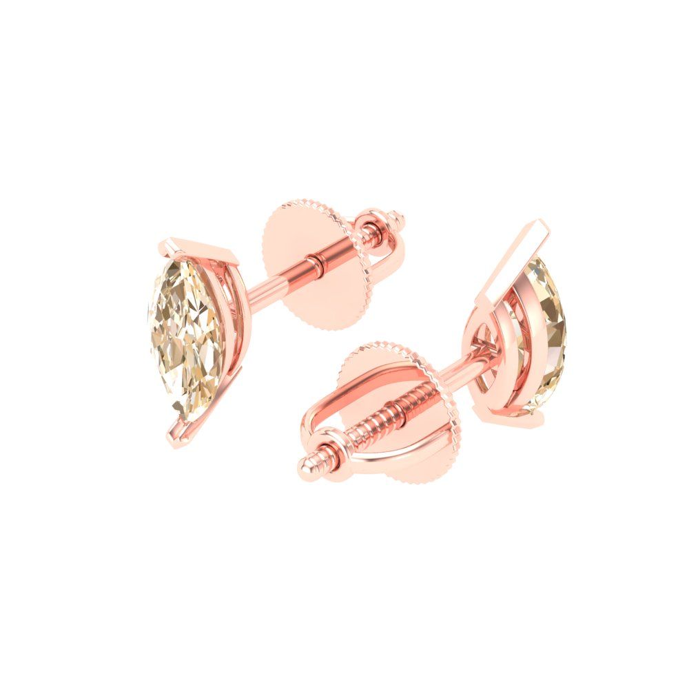 1cttw Marquise Cut Natural Morganite Gold-Plated 925 Silver Push Back Stud Earrings